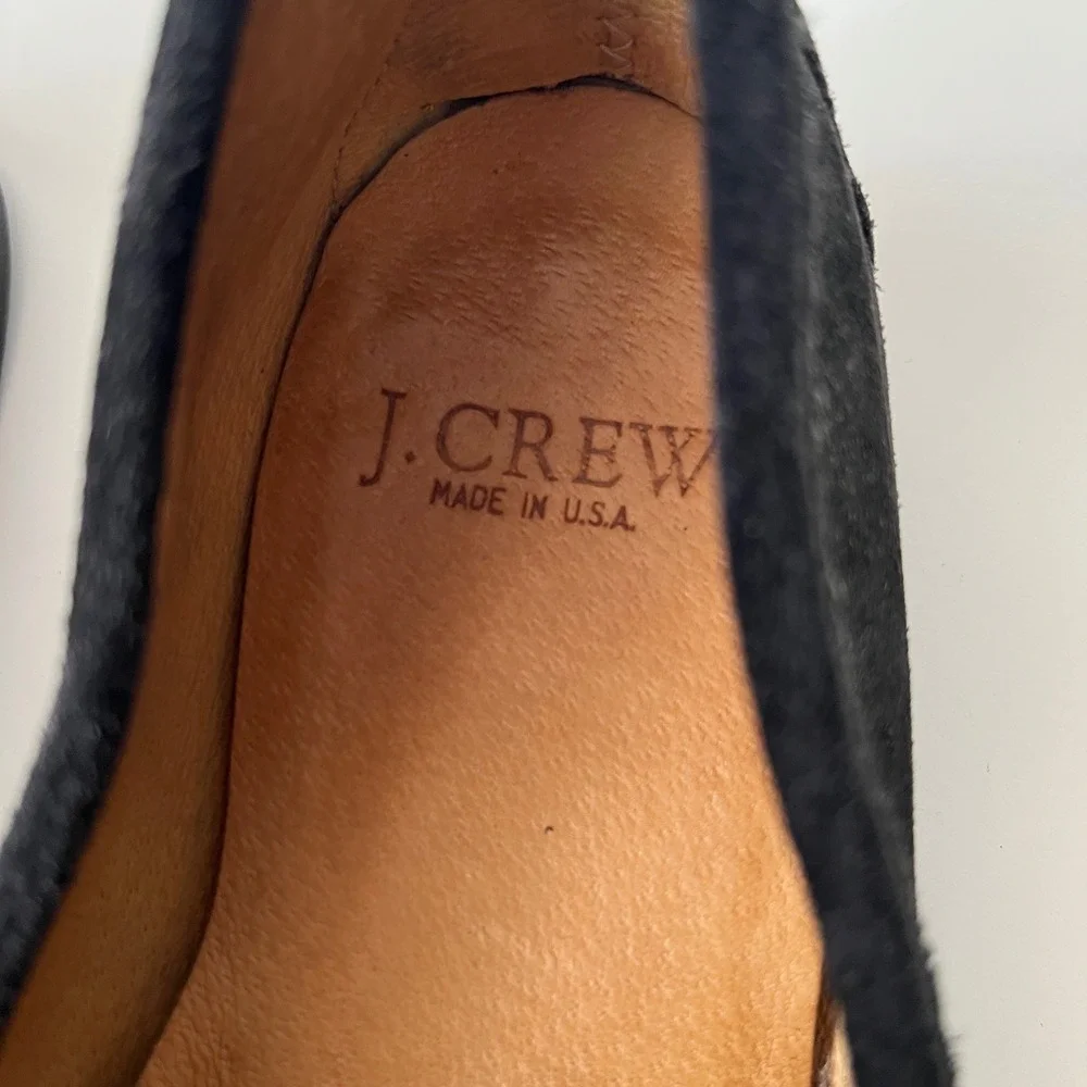 Vintage J.Crew Penny Loafers 8.5 D Black Suede Made in USA Dress Shoes Prep Ivy
